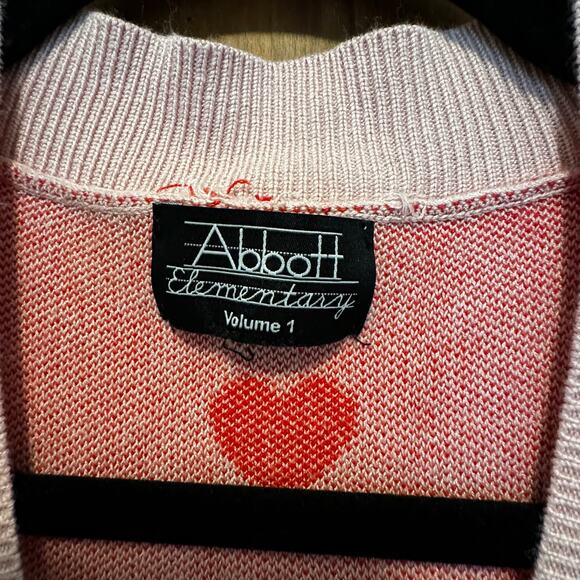 NWT‎ Abbott Pink Heart Button Down Cardigan XS Oversized Valentine's Day Teacher - Picture 3 of 10